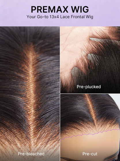 PreMax Wigs | Super Natural Hairline Silky Blunt Cut Bob Glueless 13x4 Frontal Lace Human Hair Short Wig Pre-Cut Lace-38