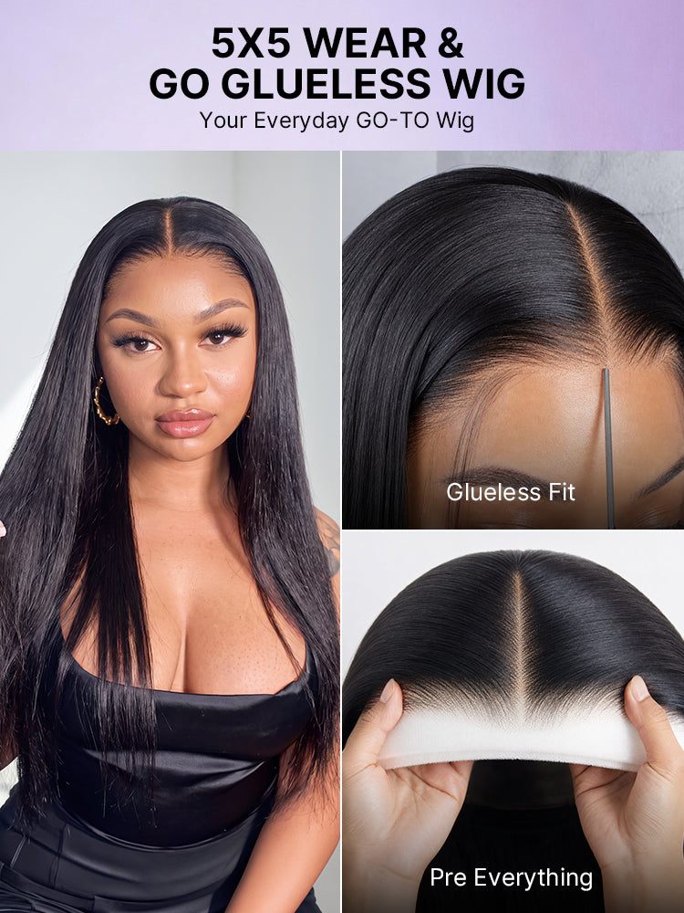 Luvme Hair AiryFit™ Scalp Care wig with silky straight long wig, middle part, glueless 5x5 lace closure, pre-cut lace.