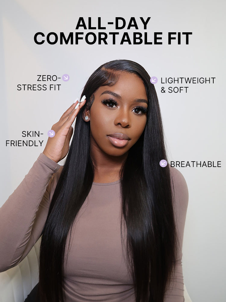 Luvme Hair AiryFit™ silky straight middle part glueless long lace wig with 5x5 closure and pre-cut lace for easy wear