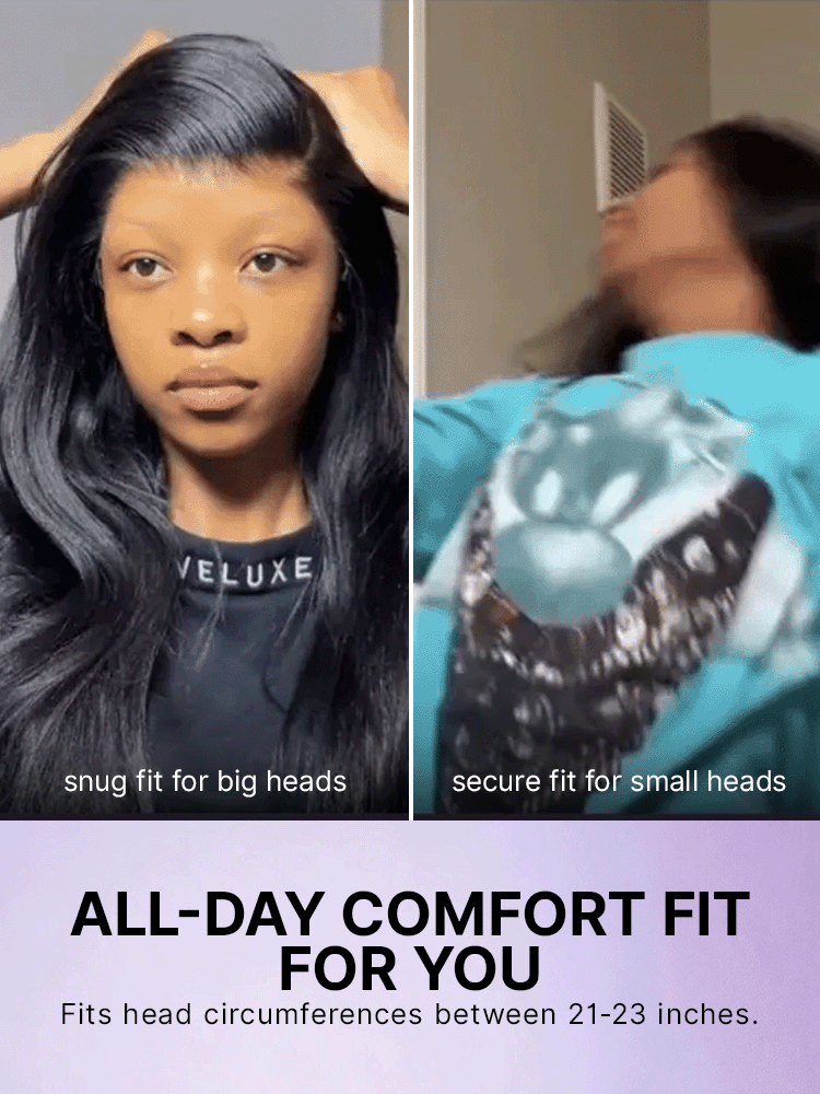 Luvme Hair AiryFit™ silky straight long wig with middle part, glueless 5x5 lace closure, pre-cut lace, and natural scalp appearance.
