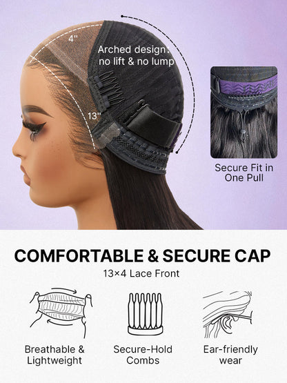 PreMax Wigs | Super Natural Hairline Silky Blunt Cut Bob Glueless 13x4 Frontal Lace Human Hair Short Wig Pre-Cut Lace-54