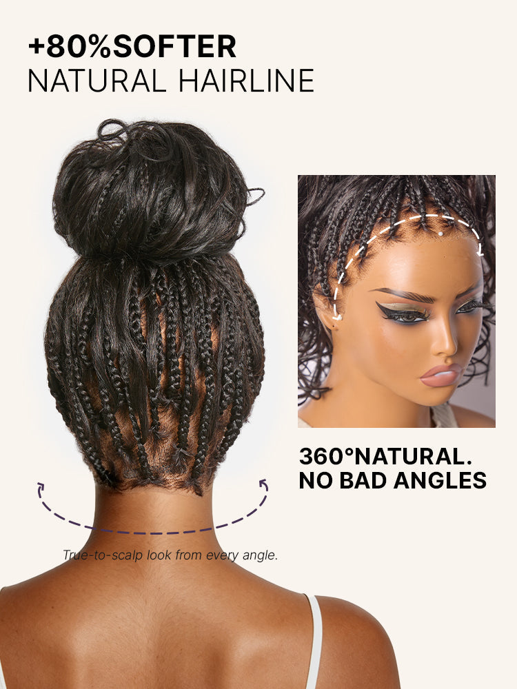 Luvme Hair OwnScalp™ French Curl Knotless Boho Braids HD full lace wig with flexi fit and drawstring cap, long and natural-looking.