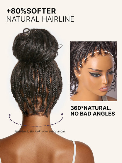Luvme Hair OwnScalp™ French Curl Knotless Boho Braids HD full lace wig with flexi fit and drawstring cap, long and natural-looking.