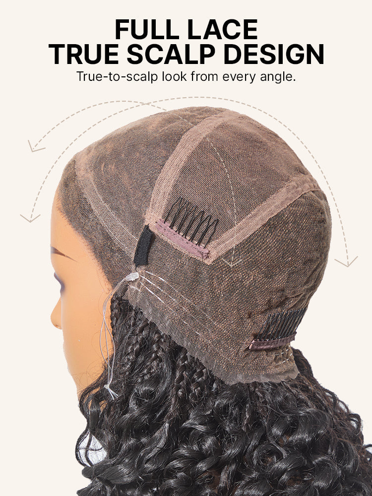 Luvme Hair OwnScalp™ French Curl Knotless Boho Braids HD full lace wig with long curls and flexible drawstring cap, US version