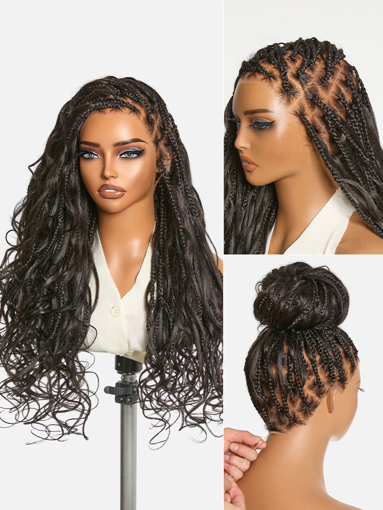 Luvme Hair OwnScalp French Curl Knotless Boho Braids HD full lace long wig with flexi fit and invisibility drawstring cap