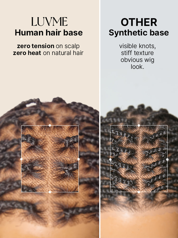 Luvme Hair OwnScalp™ French Curl Knotless Boho Braids HD full lace wig with long curls and invisible drawstring cap, flexible fit