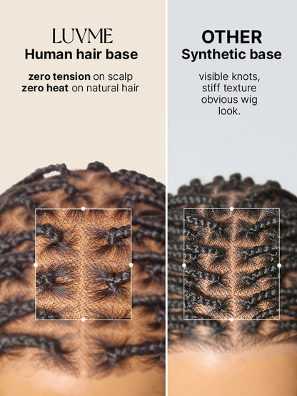 Luvme Hair OwnScalp™ French Curl Knotless Boho Braids HD full lace wig with long curls and invisible drawstring cap, flexible fit