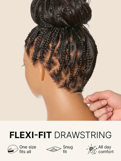 Luvme Hair OwnScalp™ French Curl Knotless Boho Braids HD lace wig with long curls and flexible drawstring cap for a natural fit.
