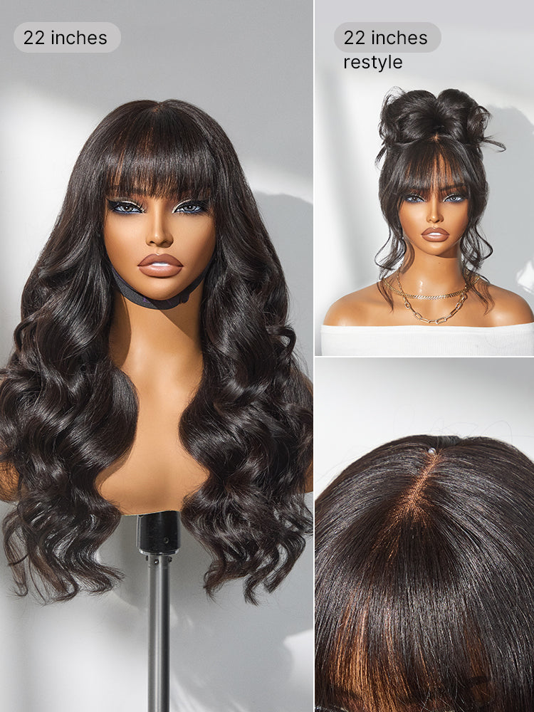 Luvme All-Day Comfort™ Wig 180% Density Loose Body Wave Glueless 7x6 Closure HD Lace Human Hair Wig with Bangs Pre-Cut Lace-112