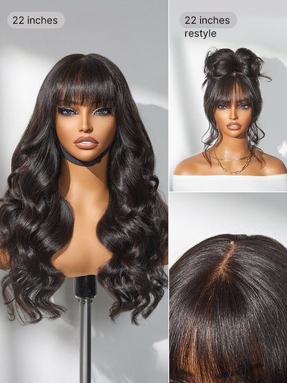 Luvme All-Day Comfort™ Wig 180% Density Loose Body Wave Glueless 7x6 Closure HD Lace Human Hair Wig with Bangs Pre-Cut Lace-112
