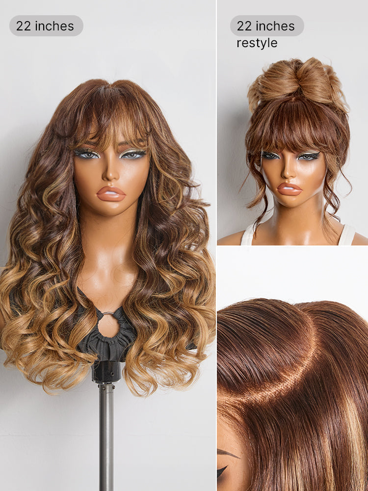 Luvme All-Day Comfort™ Wig 180% Density Loose Body Wave Glueless 7x6 Closure HD Lace Human Hair Wig with Bangs Pre-Cut Lace-113