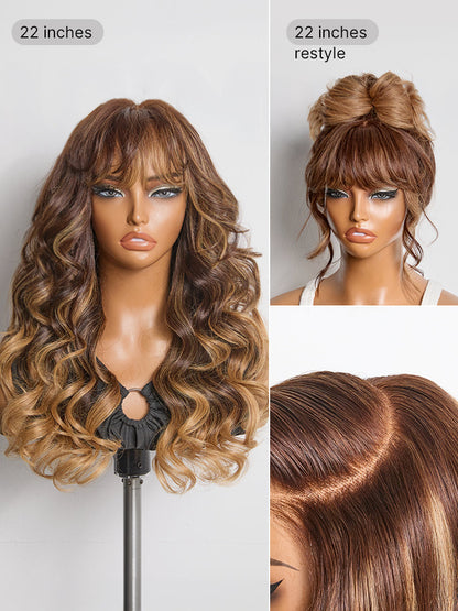 Luvme All-Day Comfort™ Wig 180% Density Loose Body Wave Glueless 7x6 Closure HD Lace Human Hair Wig with Bangs Pre-Cut Lace-113