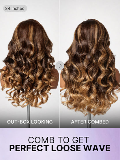 Luvme All-Day Comfort™ Wig 180% Density Loose Body Wave Glueless 7x6 Closure HD Lace Human Hair Wig with Bangs Pre-Cut Lace-117