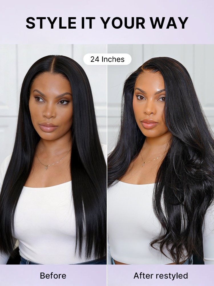 Luvme Hair PreMax Super Natural 13x4 glueless lace frontal wig with silky straight human hair and pre-cut lace front.