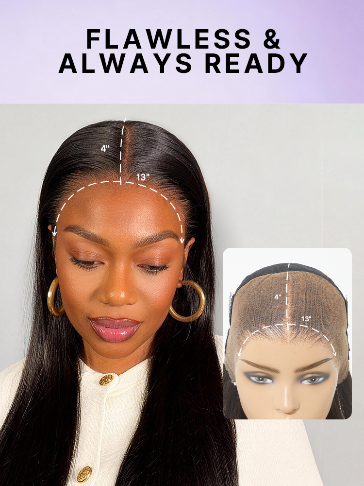 Luvme Hair PreMax Wigs 13x4 frontal lace wig with natural hairline, silky straight human hair, glueless, pre-cut lace, realistic appearance