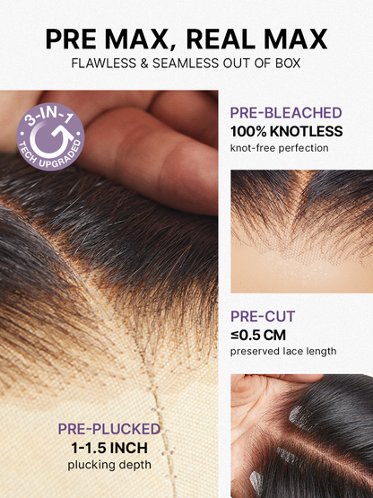 Luvme Hair PreMax Super Natural Silky Straight 13x4 Frontal Lace Wig with human hair and glueless design, visible lace front.