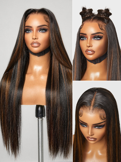 PreMax Wigs | Super Natural Hairline Silky Straight Glueless 13x4 Frontal Lace Wig Human Hair Pre-Cut Lace-65