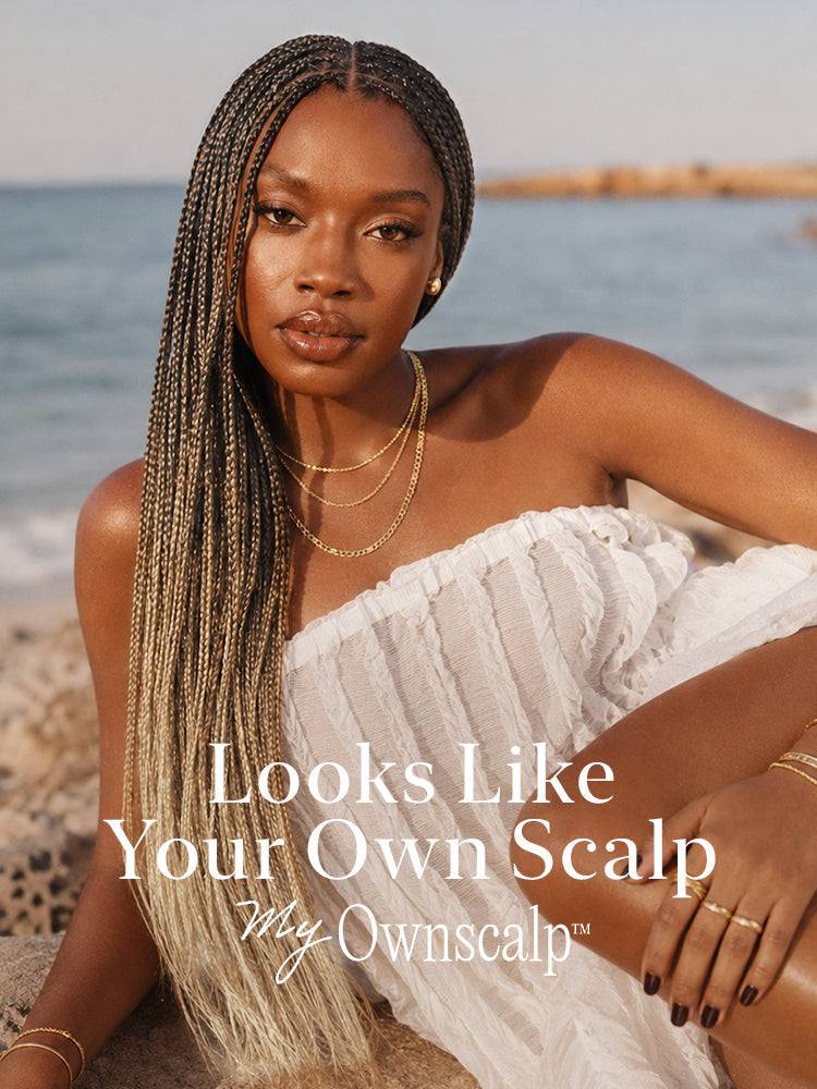 Luvme Hair OwnScalp™ 613 Blonde and Natural Black lace knotless box braid wig with realistic scalp look, lightweight salon-style braids