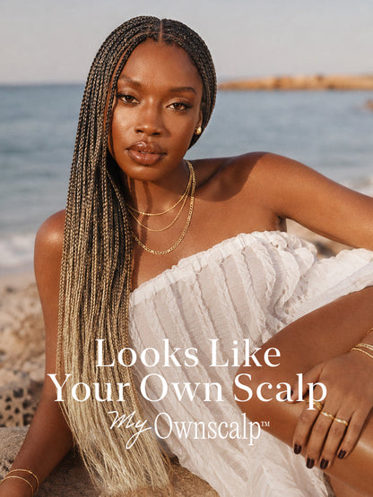 Luvme Hair OwnScalp™ 613 Blonde and Natural Black lace knotless box braid wig with realistic scalp look, lightweight salon-style braids