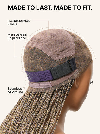 Luvme Hair OwnScalp™ 613 Blonde and natural black lace knotless box braid wig with realistic scalp look and lightweight salon style.