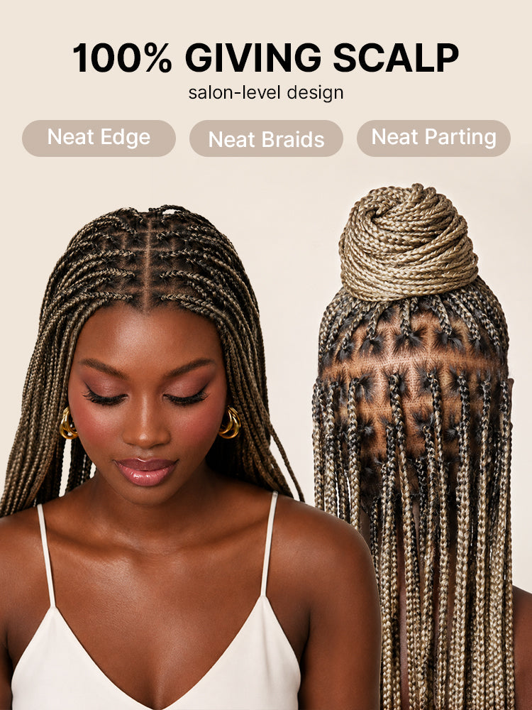 Luvme Hair OwnScalp 613 blonde and natural black lightweight lace knotless box braid wig with realistic scalp look