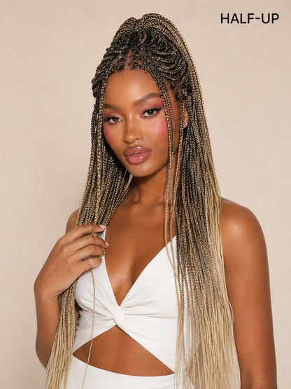 OwnScalp™ 613 Blonde Lightweight Salon-Like Braids with a Real Scalp Look Full HD Lace Knotless Box Braided Wig Drawstring Cap - US Only-78
