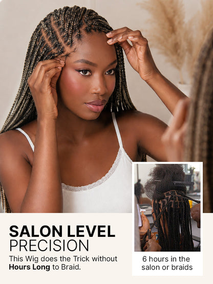 Luvme Hair OwnScalp™ 613 Blonde and Natural Black lace knotless box braid wig with realistic scalp look, full HD finish.
