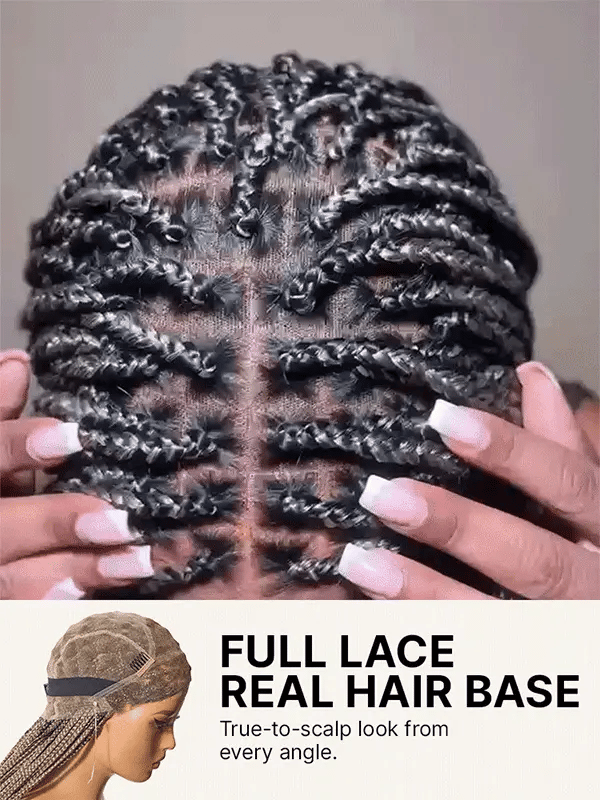 Luvme Hair OwnScalp™ 613 Blonde and natural black lace knotless box braid wig with realistic scalp look, lightweight salon style.