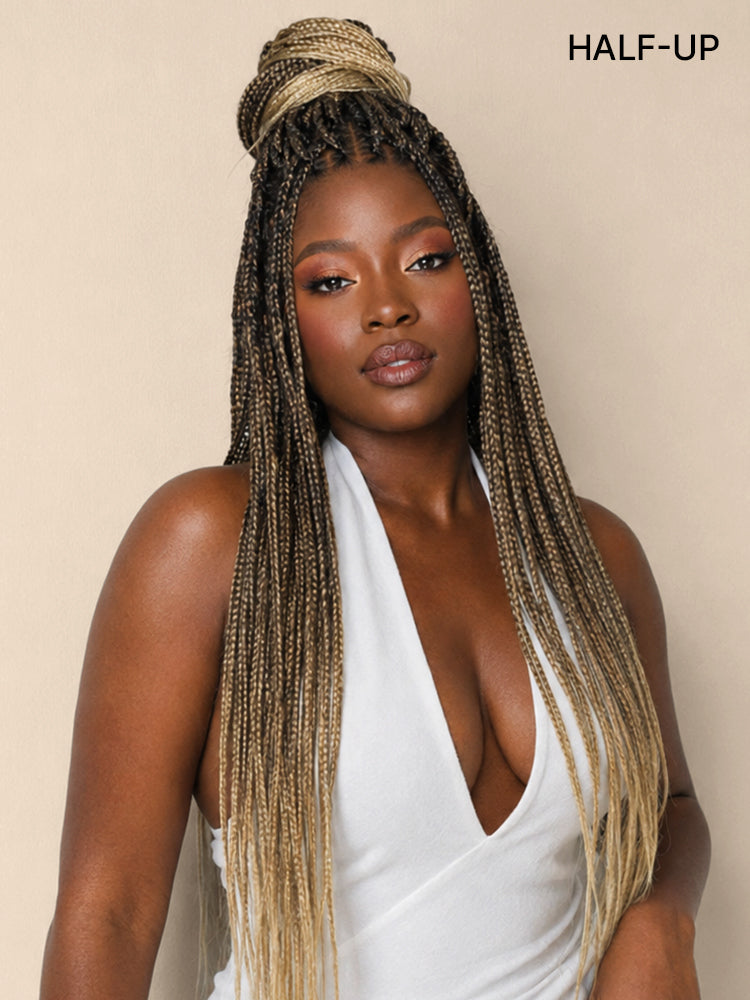 OwnScalp™ 613 Blonde Lightweight Salon-Like Braids with a Real Scalp Look Full HD Lace Knotless Box Braided Wig Drawstring Cap - US Only-80