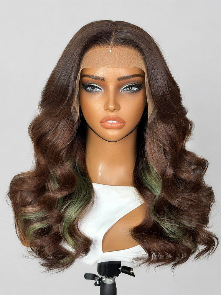 Luvme Hair PreMax 180% Density 18-inch 13x4 HD lace frontal wig with pre-cut lace and custom style on a mannequin head.