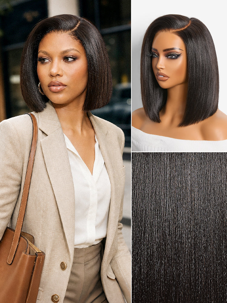 180% Density Sleek Short Bob Minimalist HD Lace Wig Pre-cut Lace All-Day Comfort Cap-27
