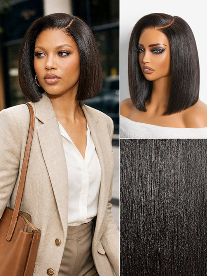 180% Density Sleek Short Bob Minimalist HD Lace Wig Pre-cut Lace All-Day Comfort Cap-27