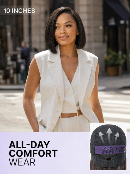 180% Density Sleek Short Bob Minimalist HD Lace Wig Pre-cut Lace All-Day Comfort Cap-29