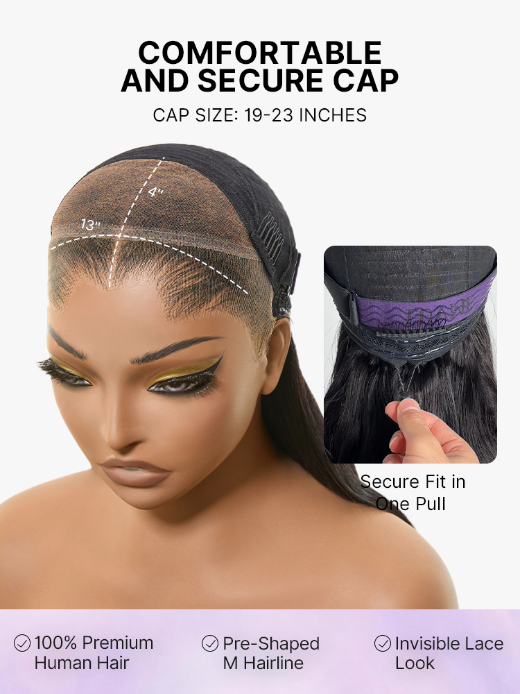 Lagos Hairline Over-Plucked M-Shaped Hairline Natural Looking Silky Straight Human Hair 13×4 Lace Frontal Wig Pre-Cut Lace-25