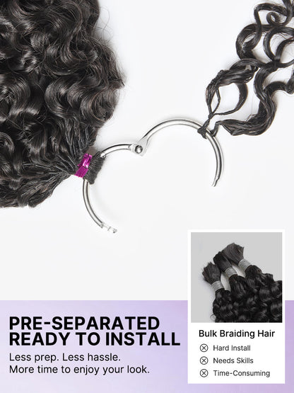 Miracle Knots Crochet Hair Messy Curly for Boho Braids | Crochet Weaves | Fulani Braids | Twists Pre-Separated Lightweight Full & Soft Pre-Looped Human Hair Extensions Protective Style-10