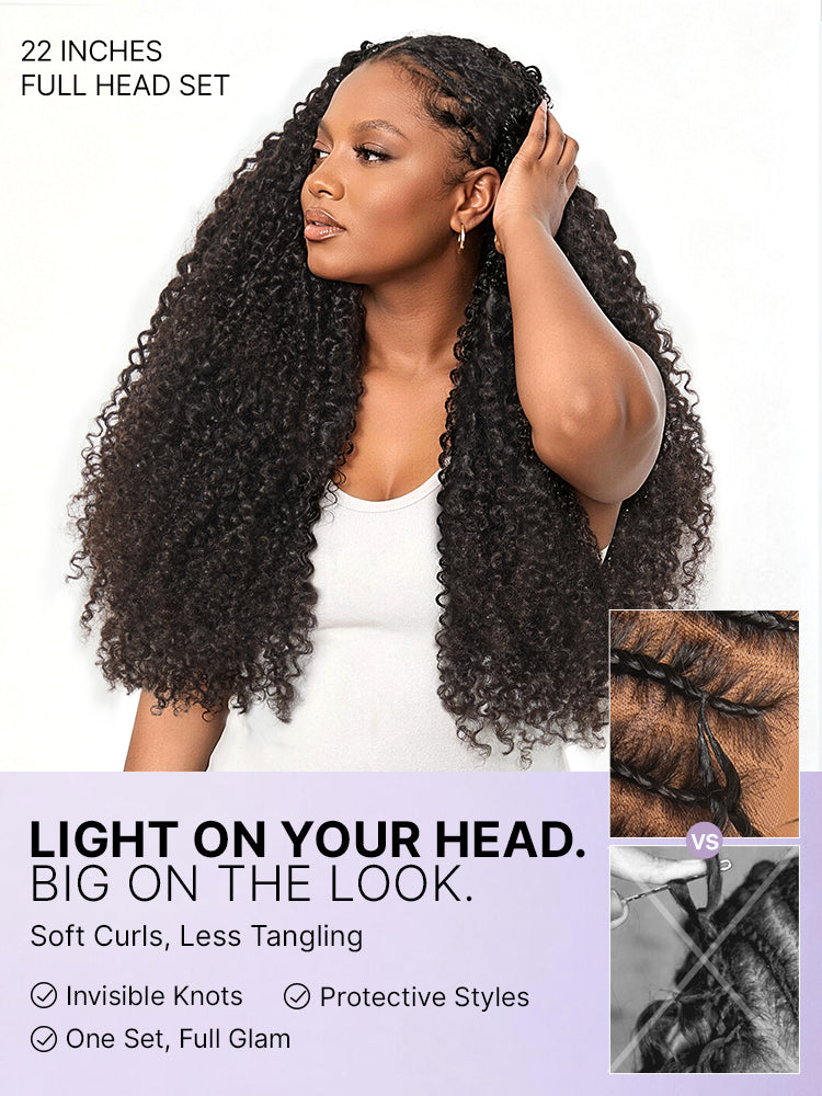 Luvme Hair Miracle Knots crochet hair with curly, messy boho style, lightweight full pre-looped human hair extensions for protective styling