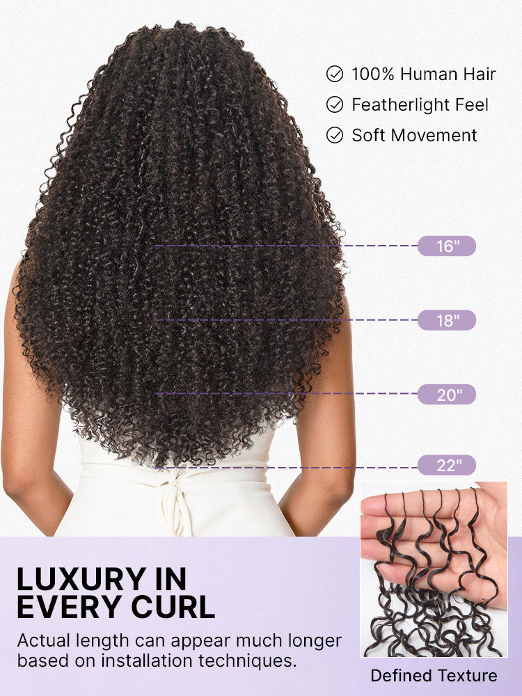 Luvme Hair Miracle Knots crochet curly hair extensions with messy boho style, lightweight pre-looped full human hair for protective styling