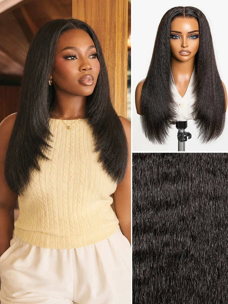 Luvme All-Day Comfort™ Wig 180% / 250% Density Kinky Body Wave / Layered Light Kinky Straight PartingMax Glueless 7x6 Closure HD Lace Wig Pre-Cut Lace-17