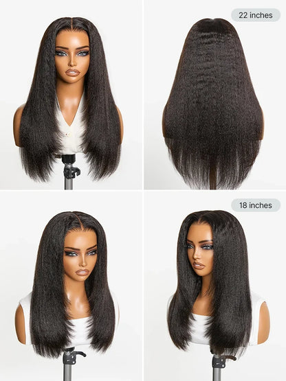 Luvme All-Day Comfort™ Wig 180% / 250% Density Kinky Body Wave / Layered Light Kinky Straight PartingMax Glueless 7x6 Closure HD Lace Wig Pre-Cut Lace-20