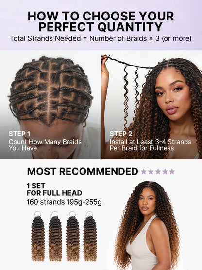 Miracle Knots Colored Crochet Hair Wet and Wavy Ombre | Mix Brown for Boho Braids | Crochet Weaves|  Fulani Braids | Twists Pre-Separated Lightweight Full & Soft Pre-Looped Human Hair Extensions Protective Style-57