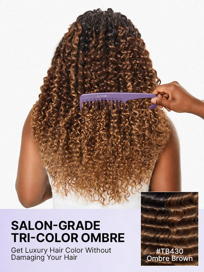 Luvme Hair Miracle Knots colored crochet hair in ombre brown with wet and wavy texture, suitable for boho braids and protective styles.