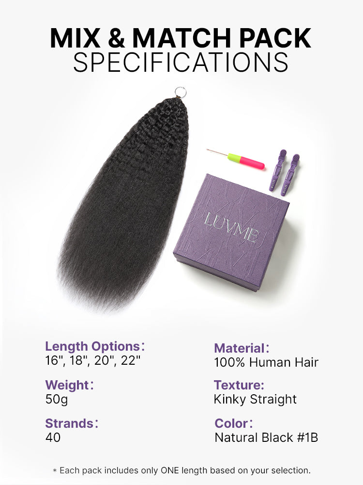Miracle Knots Crochet Hair Kinky Straight for Boho Braids | Crochet Weaves | Fulani Braids | Twists Pre-Separated Lightweight Full & Soft Pre-Looped Human Hair Extensions Protective Style-39
