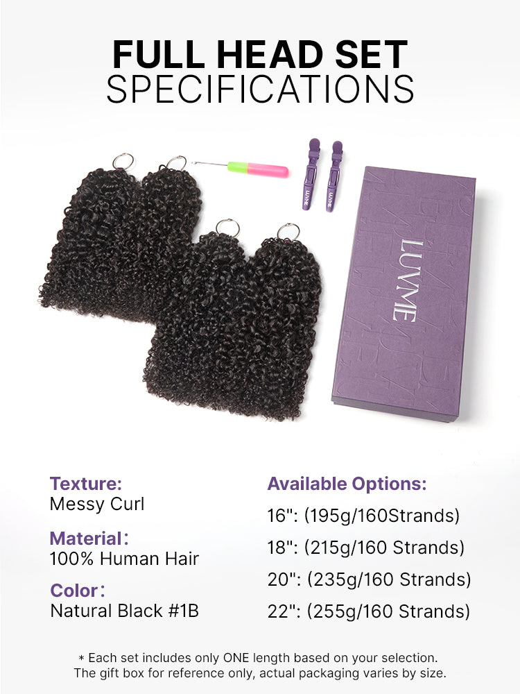 Miracle Knots Crochet Hair Messy Curly for Boho Braids | Crochet Weaves | Fulani Braids | Twists Pre-Separated Lightweight Full & Soft Pre-Looped Human Hair Extensions Protective Style-19