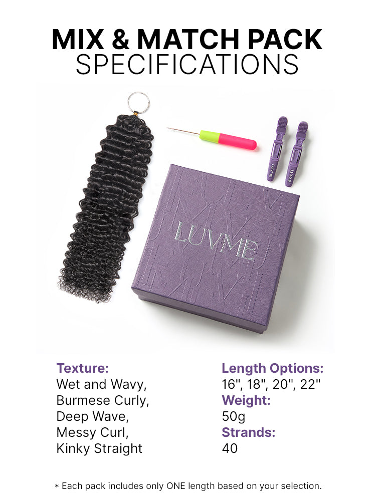 Miracle Knots Crochet Hair Burmese Curly | Wet and Wavy Water Wave | Kinky Straight for Boho Braids | Crochet Weaves | Fulani Braids | Twists Pre-Separated Lightweight Full & Soft Pre-Looped Human Hair Extensions Protective Style-74