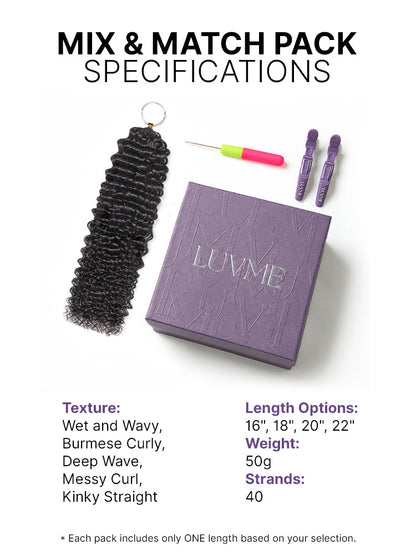 Miracle Knots Crochet Hair Burmese Curly | Wet and Wavy Water Wave | Kinky Straight for Boho Braids | Crochet Weaves | Fulani Braids | Twists Pre-Separated Lightweight Full & Soft Pre-Looped Human Hair Extensions Protective Style-74