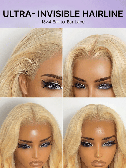 Luvme Hair 613 Blonde with caramel ombre loose wave HD lace front wig, 13x4 lace, pre-cut lace, 180% density, human hair
