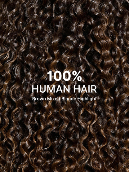 Luvme All-Day Comfort Wig with 200% density, brown ombre kinky curly hair, 7x6 HD lace closure, pre-cut lace, glueless design