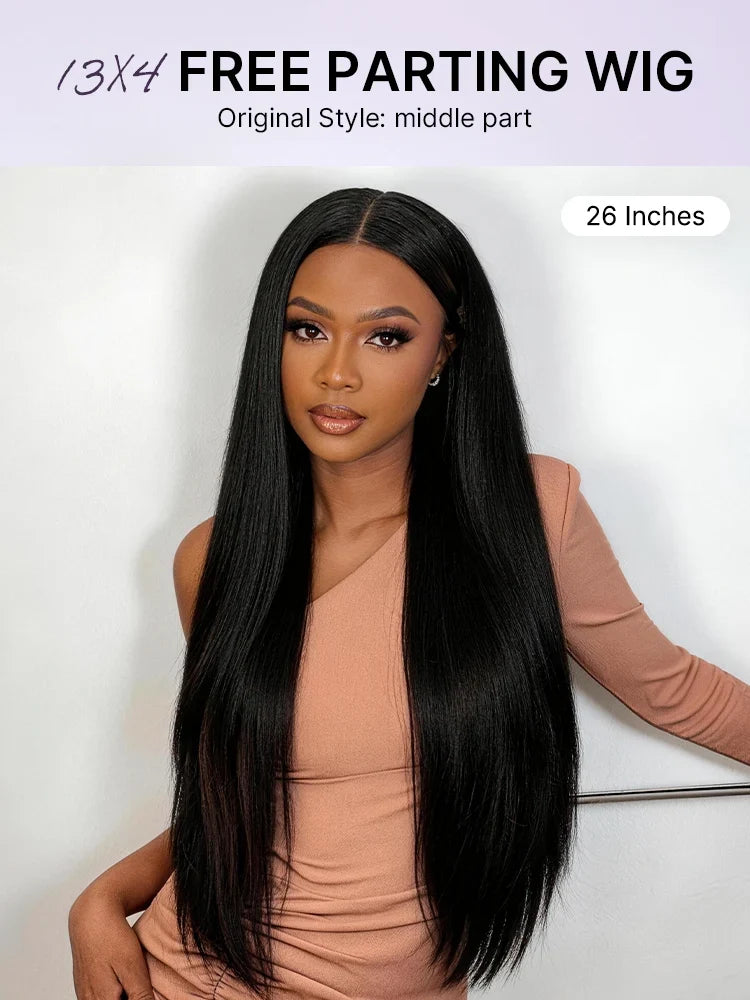 Lagos Hairline Over-Plucked M-Shaped Hairline Natural Looking Silky Straight Human Hair 13×4 Lace Frontal Wig Pre-Cut Lace-28