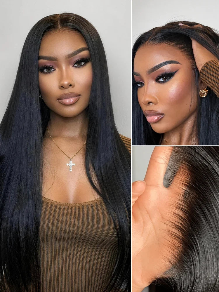 Lagos Hairline Over-Plucked M-Shaped Hairline Natural Looking Silky Straight Human Hair 13×4 Lace Frontal Wig Pre-Cut Lace-27