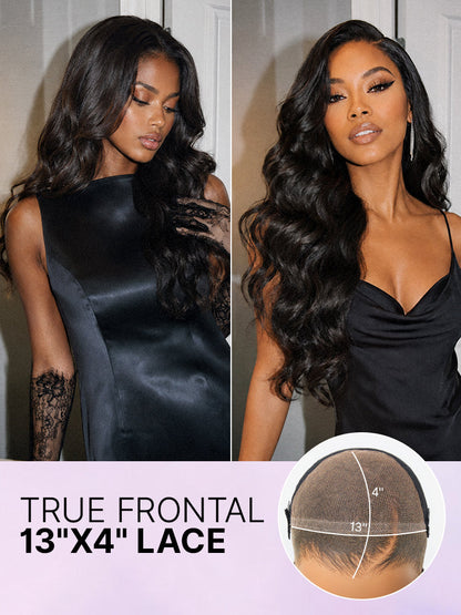 Luvme Hair NatureMAX™ 13x4 HD lace front wig with loose wave texture, pre-cut lace, ear-to-ear coverage, and adjustable drawstring cap